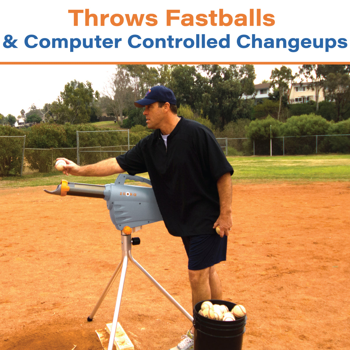 Baseball Pitching Machine Throws Multiple Pitches